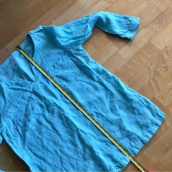 Lands’ End 100% Linen Tunic, Aqua Blue, Size 14 - Picture 9 of 17
